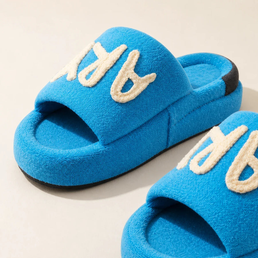 Close-up of Farfary Color-Block Thick-Sole Slippers texture and construction
